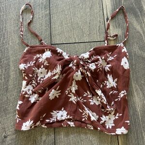 Billabong brown and White Smocked Top